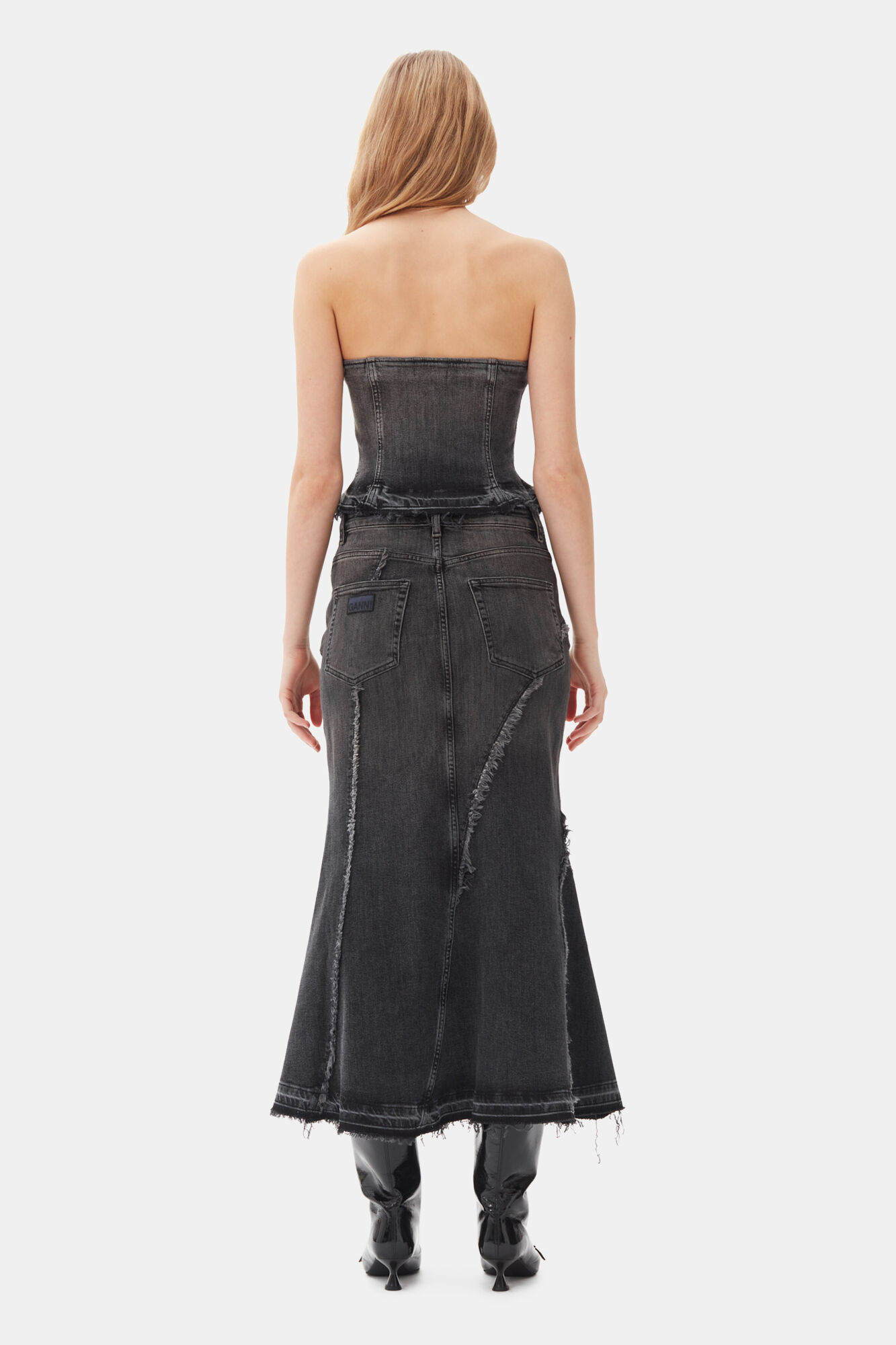 Washed Black Denim topp, Elastane, in colour Washed Black/Black - 4 - GANNI