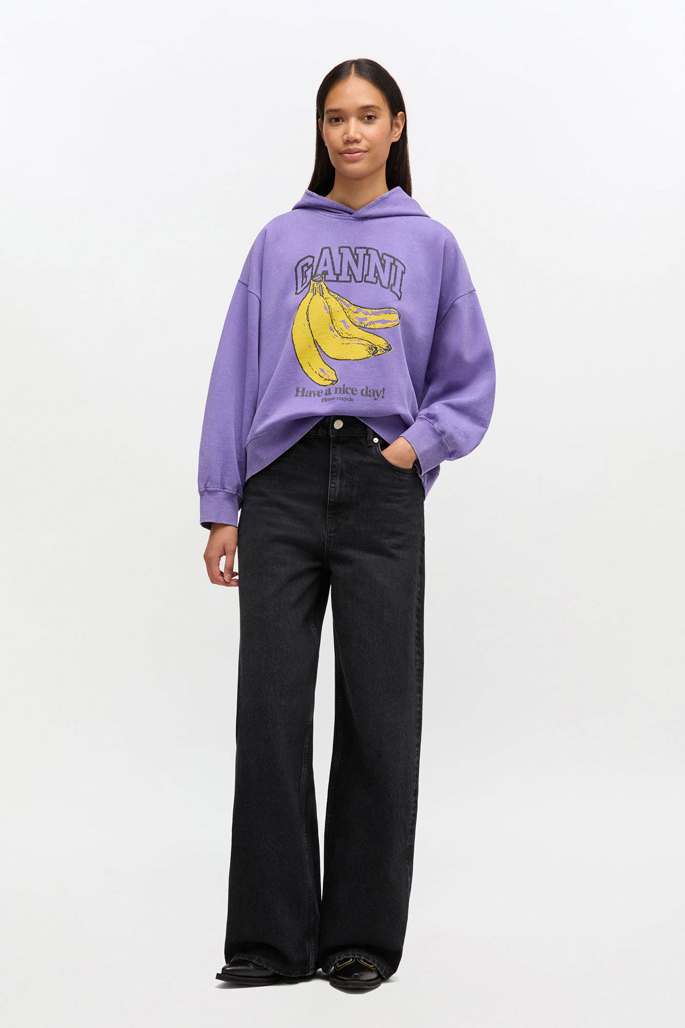 Vintage Wash Hoodie, in colour Passion Flower - 2 - GANNI