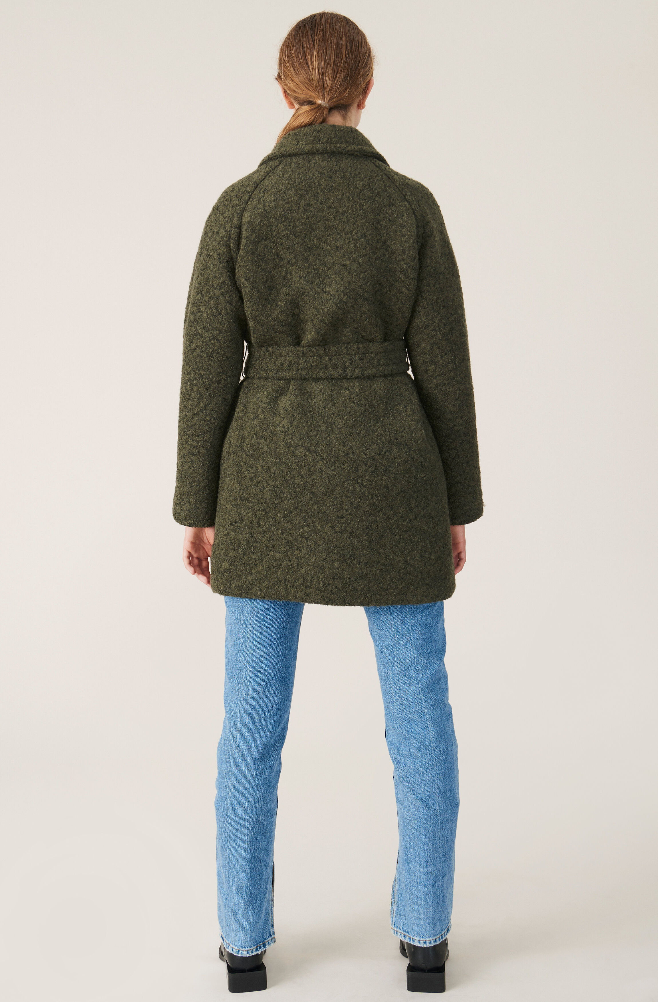 ganni boucle wool wrap coat