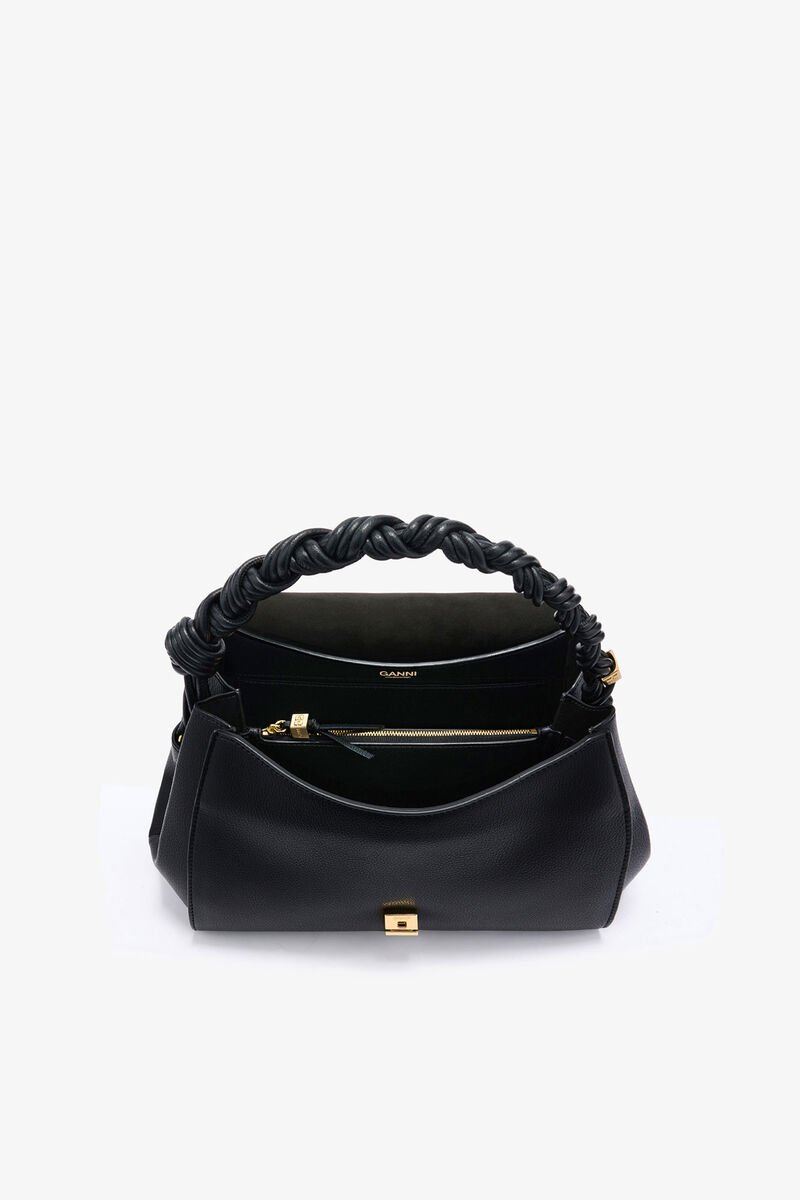Very Bou taske grained i sort, Polyurethane, in colour Black - 3 - GANNI