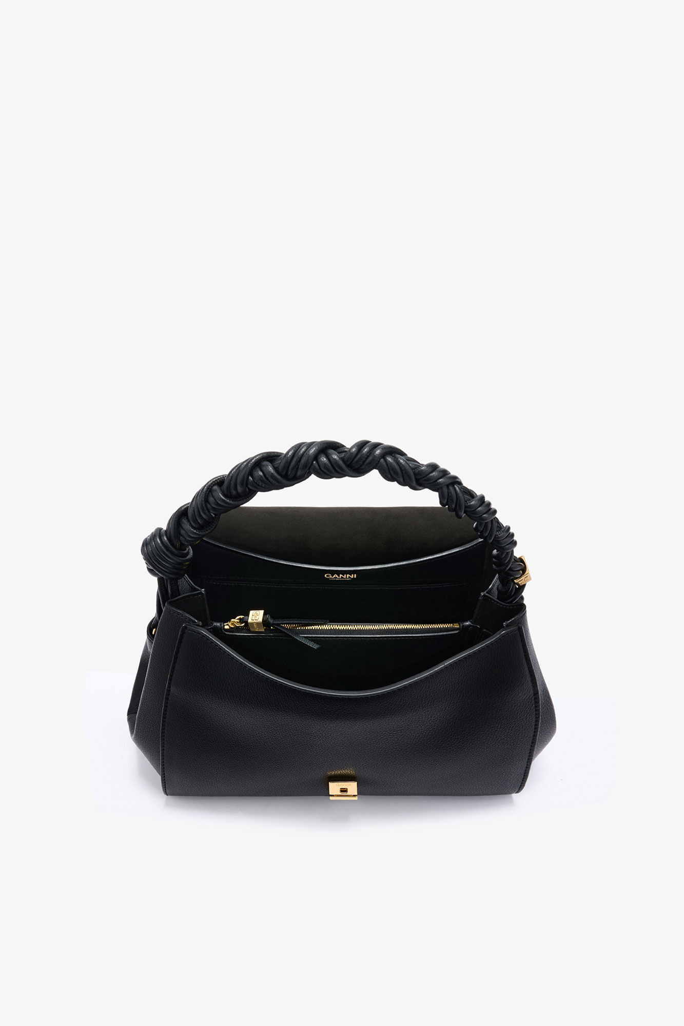 Very Bou taske grained i sort, Polyurethane, in colour Black - 3 - GANNI