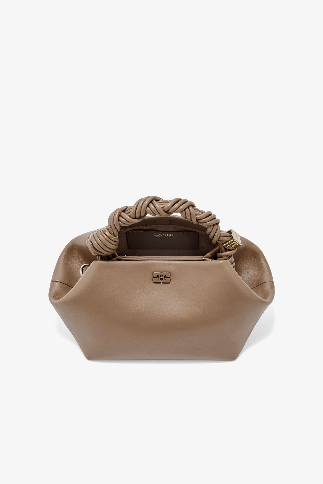 Small Bou Bag in Brown, Recycled Leather, in colour Coca Mocha - 3 - GANNI