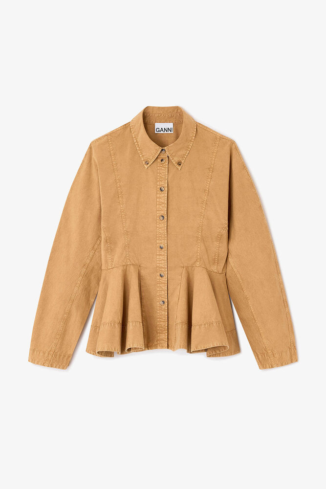 Beige Washed Peplum Shirt, Lark
