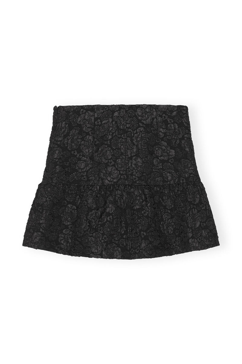 Black Jacquard Mininederdel, Polyester, in colour Black - 2 - GANNI