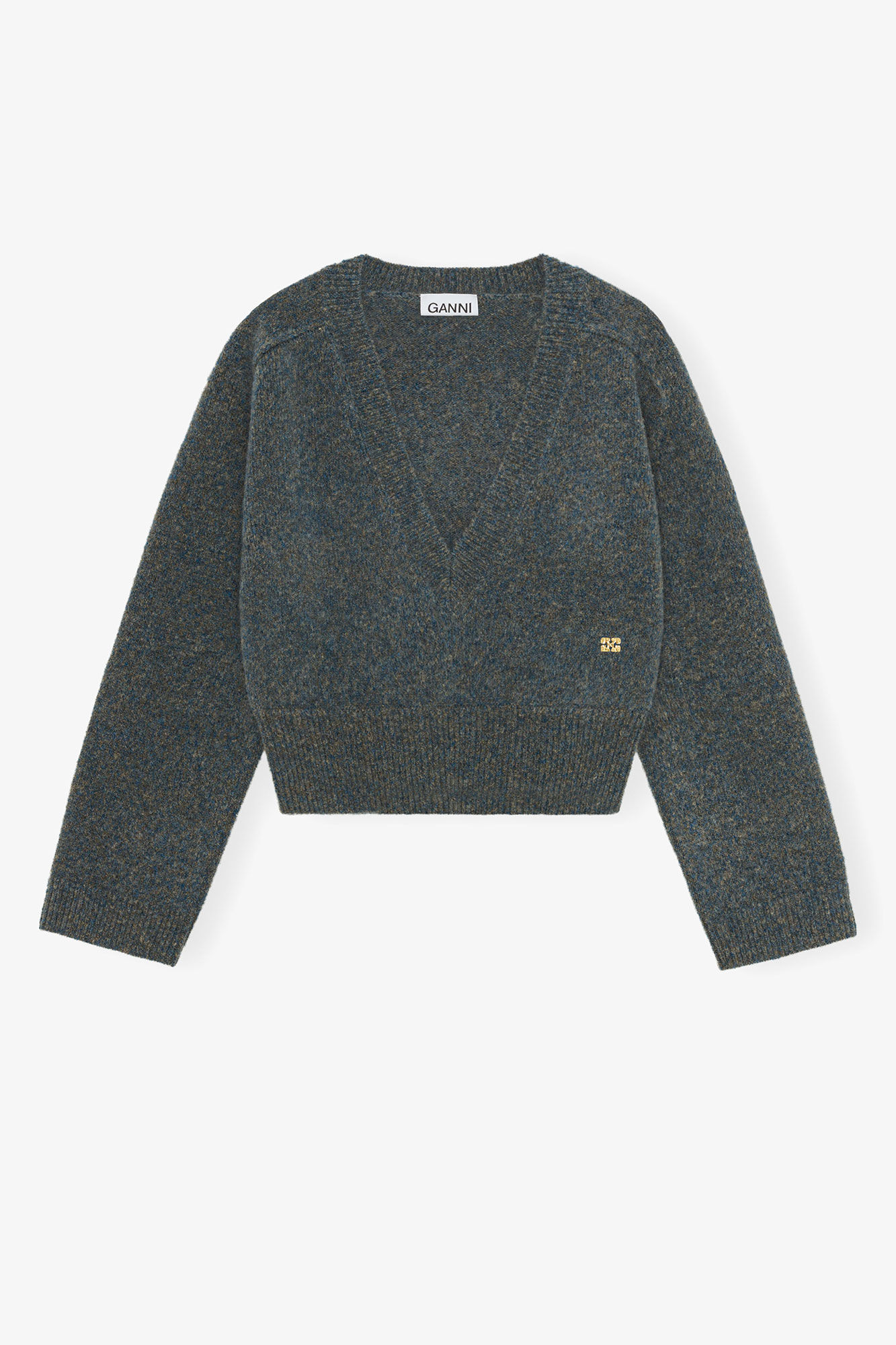 Jumper in Brushed Mohair, Wool, in colour Blue Coral - 1 - GANNI