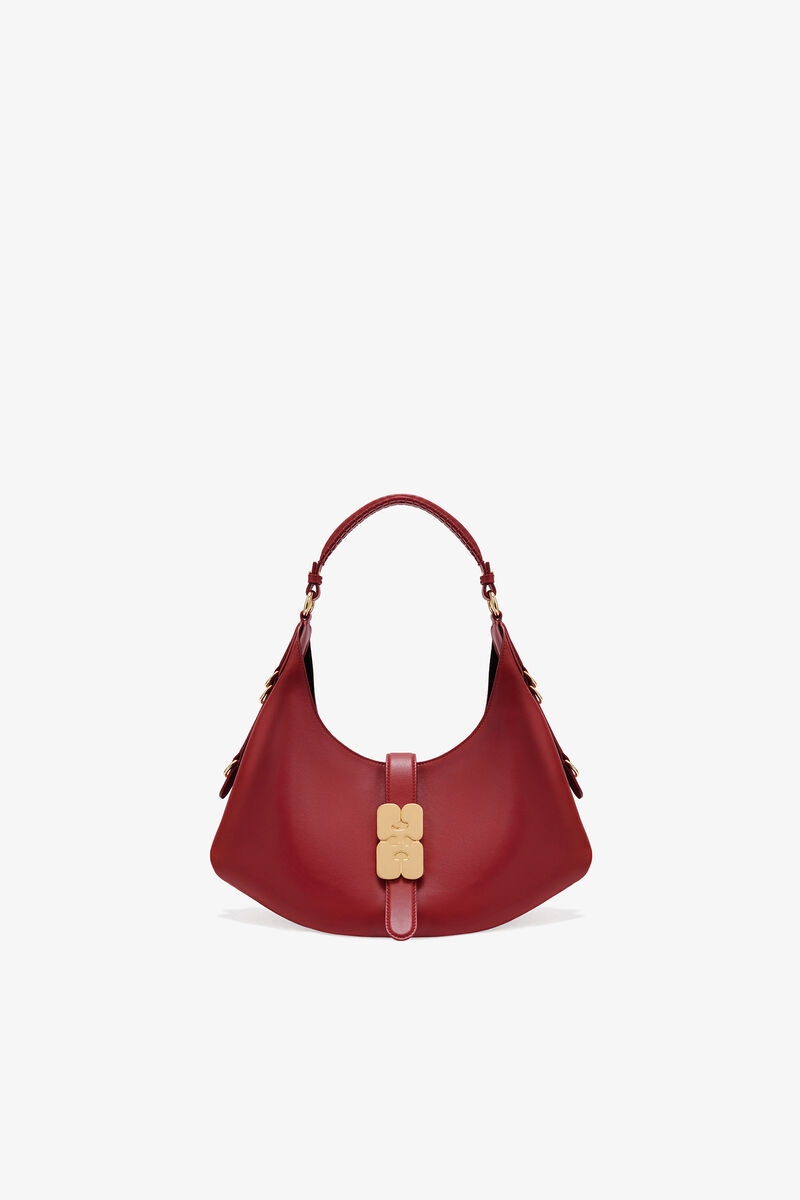 Red Small Kat Bag, Recycled Leather, in colour Red Dahlia - 1 - GANNI