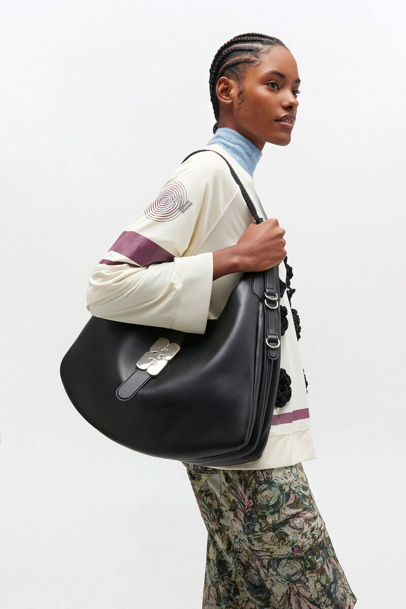 Black Large Kat Bag, Polyester, in colour Black - 4 - GANNI