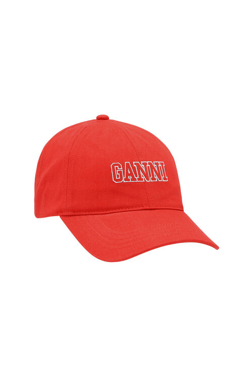 가니 볼캡 GANNI Red Embroidered Logo Cap,Fiery Red