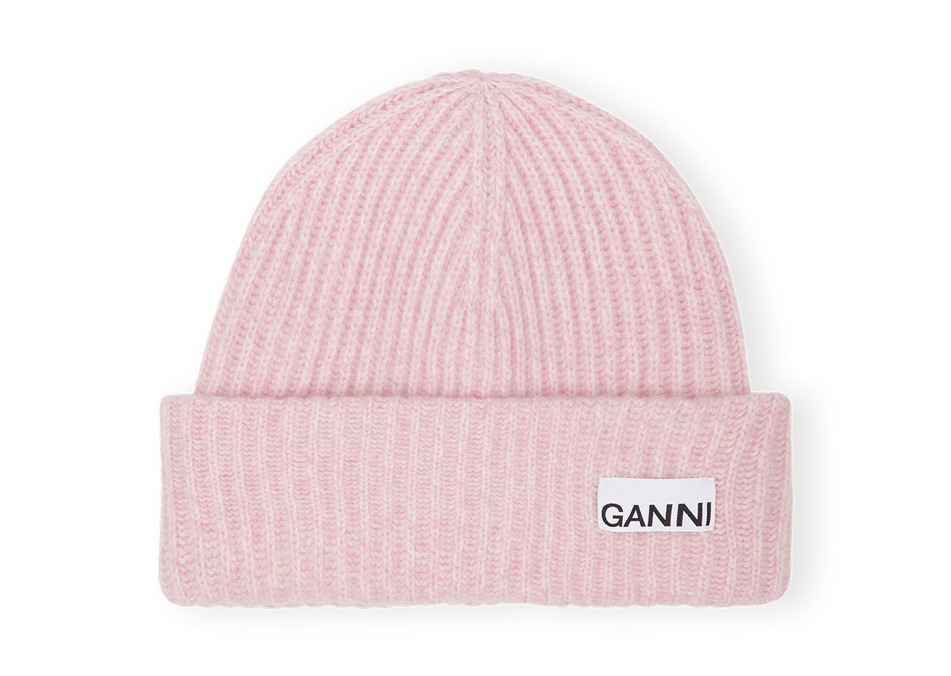 Light Pink Fitted Rib Knit Wool Hue , Recycled Polyamide, in colour Mauve Chalk - 1 - GANNI