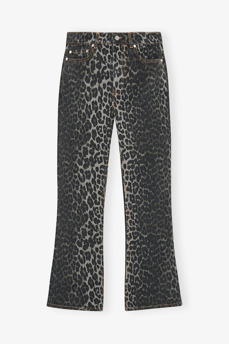 Grey Leopard Betzy Jeans, Organic Cotton, in colour Gray Pinstripe - 1 - GANNI