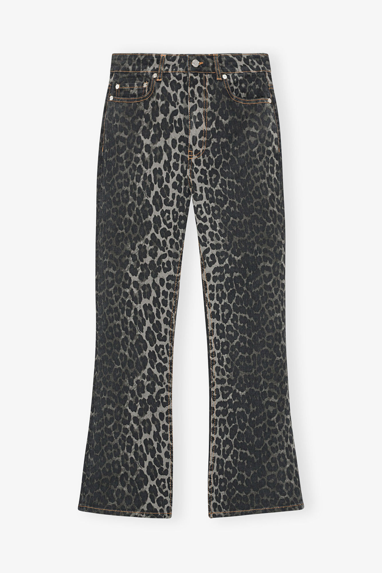 Grey Leopard Betzy Jeans, Organic Cotton, in colour Gray Pinstripe - 1 - GANNI