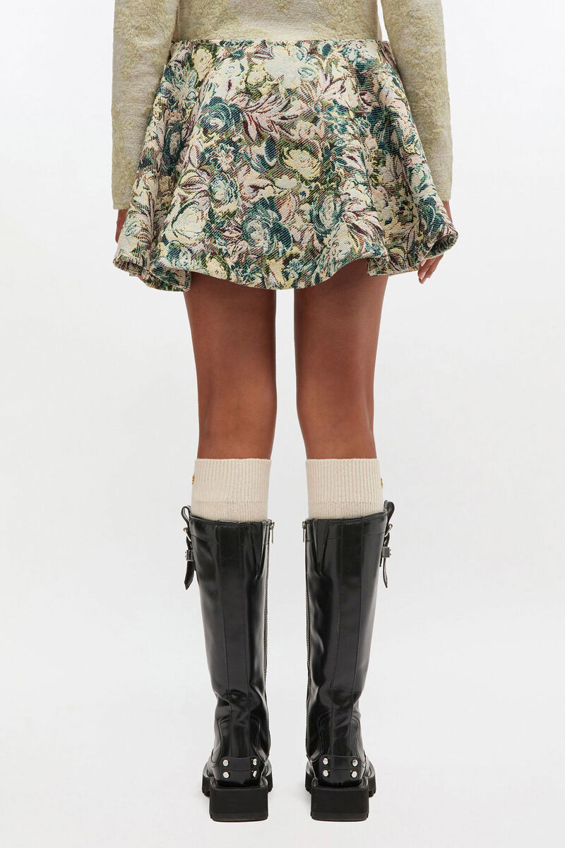 Tapestry Mini Circle Skirt, Recycled Cotton, in colour Jadeite - 3 - GANNI