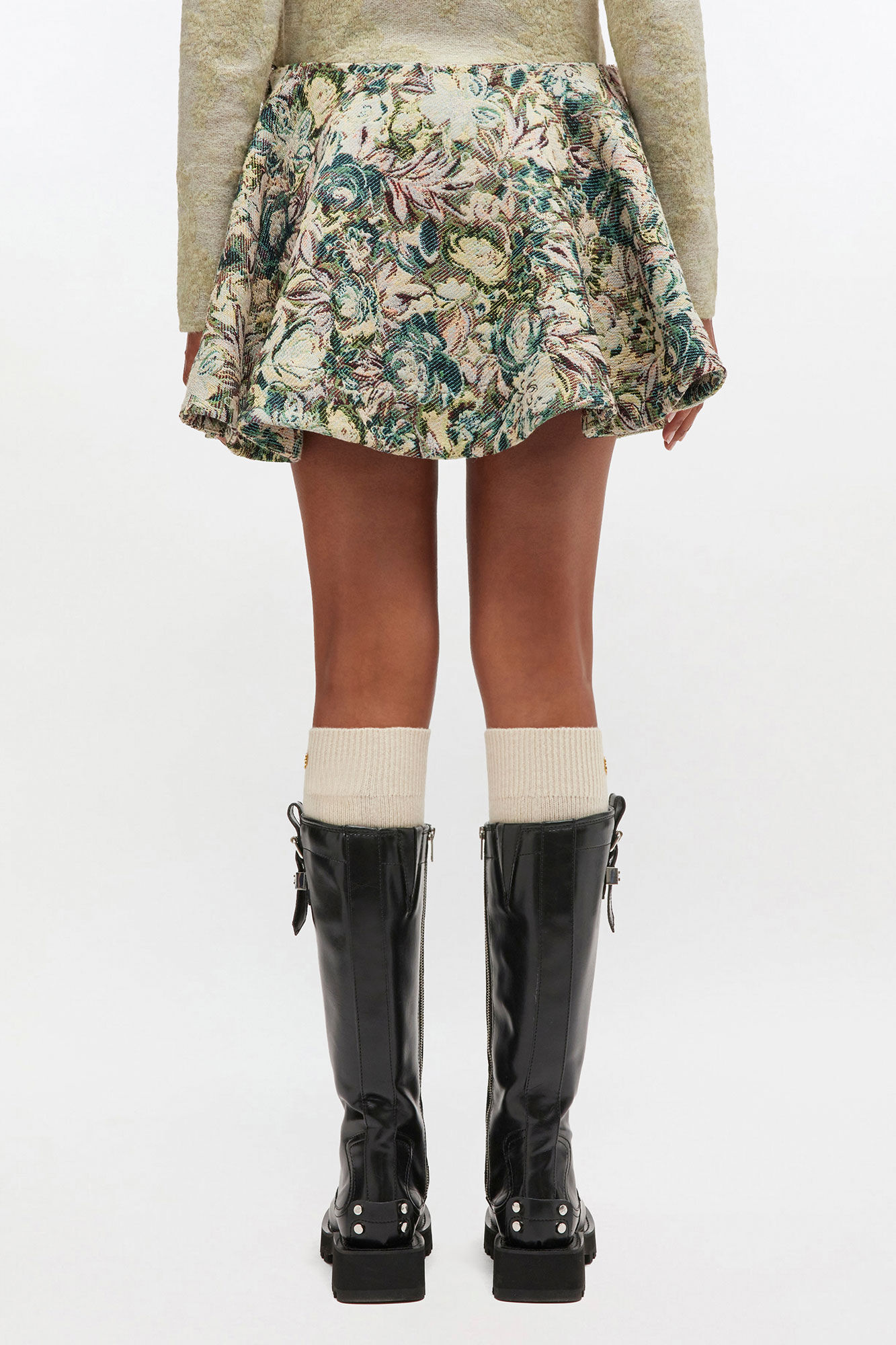 Tapestry Mini Circle Skirt, Recycled Cotton, in colour Jadeite - 3 - GANNI