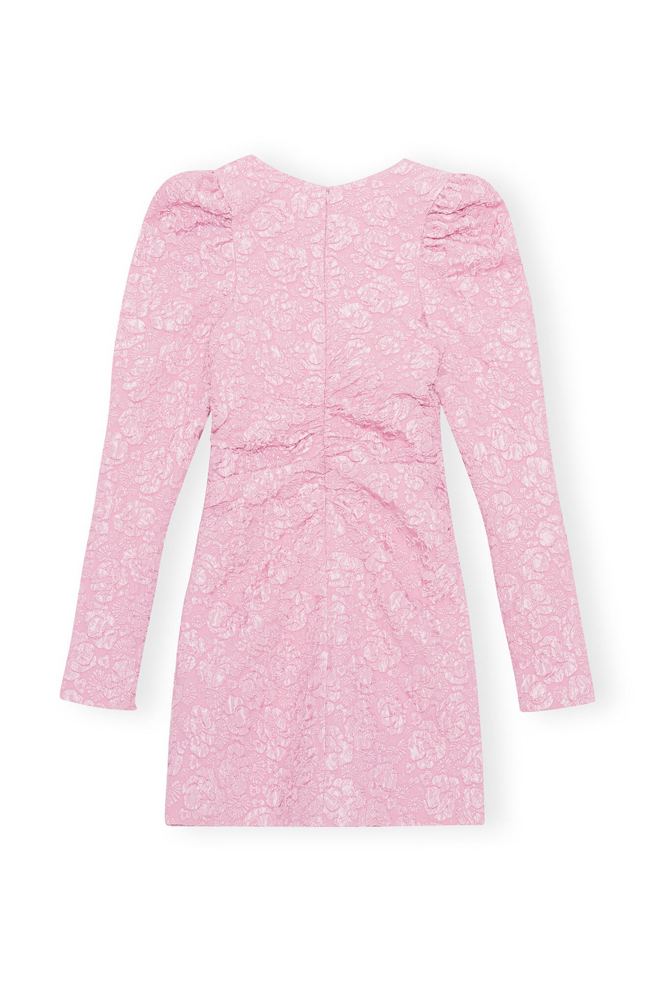 Pink Jacquard V-neck Mini Dress, Polyester, in colour Orchid Smoke - 2 - GANNI