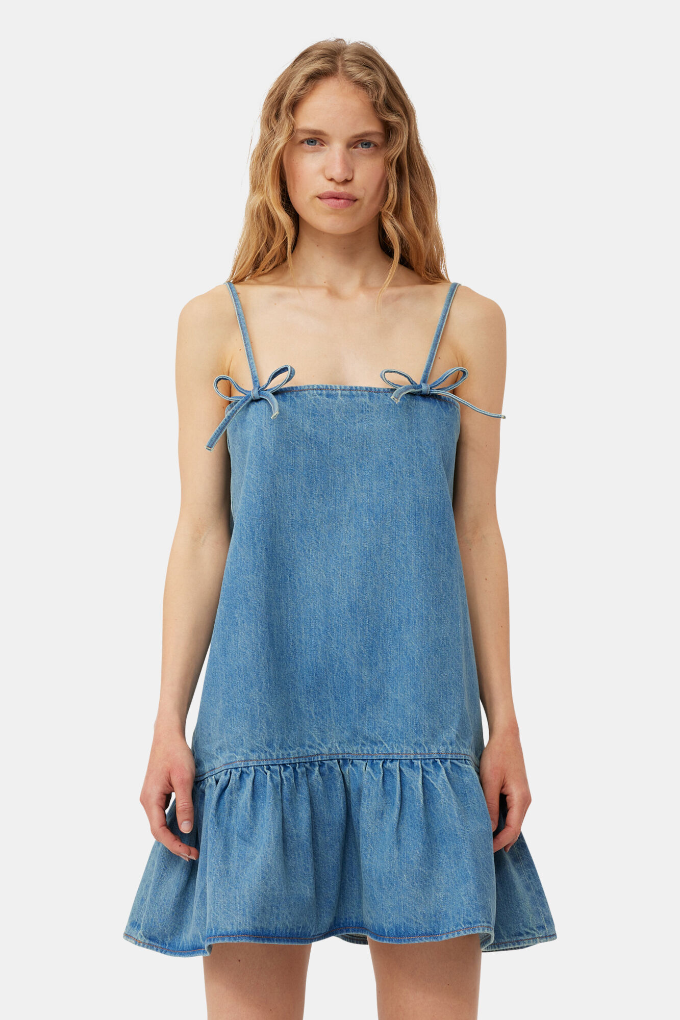 Tint Denim Minikjole, Organic Cotton, in colour Tint Wash - 4 - GANNI