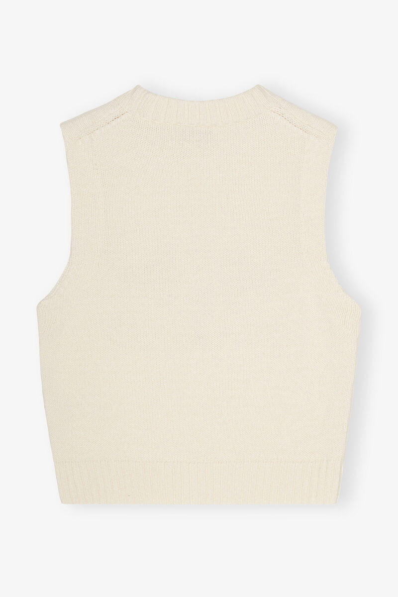 Ivory Graphic Vest, Metallic fiber, in colour Egret - 2 - GANNI