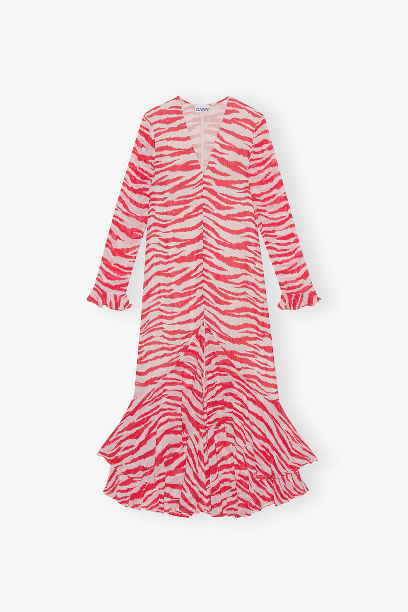 Printed Light Georgette Maxi Dress, Viscose, in colour Castle Wall - 1 - GANNI