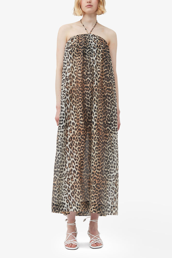 Sheer Voile Maxi Strap Dress, Almond Milk