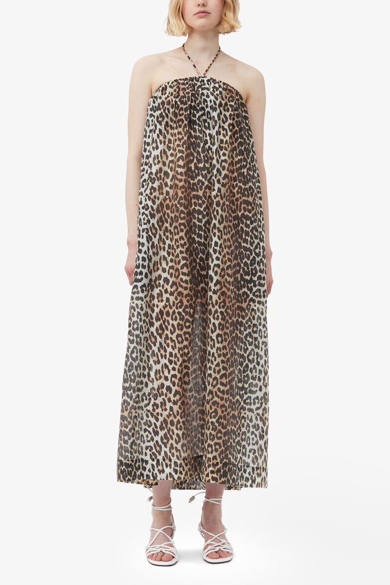 Sheer Voile Maxi Strap Dress, Lyocell, in colour Almond Milk - 1 - GANNI
