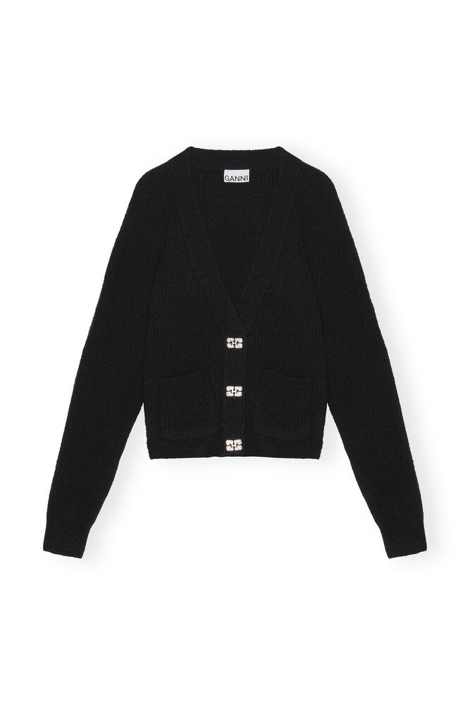 Black Soft Wool Cardigan, Black