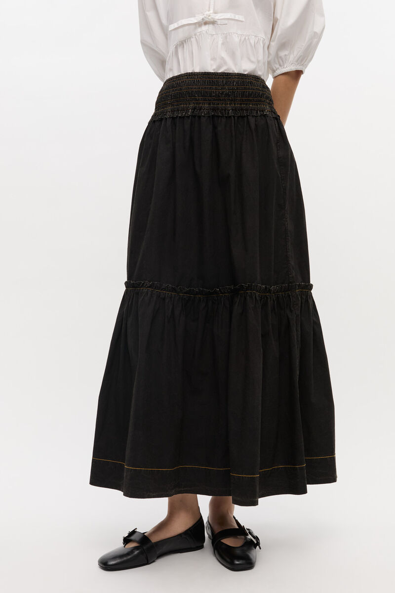 Black Washed Smock Skirt, Cotton, in colour Black - 2 - GANNI