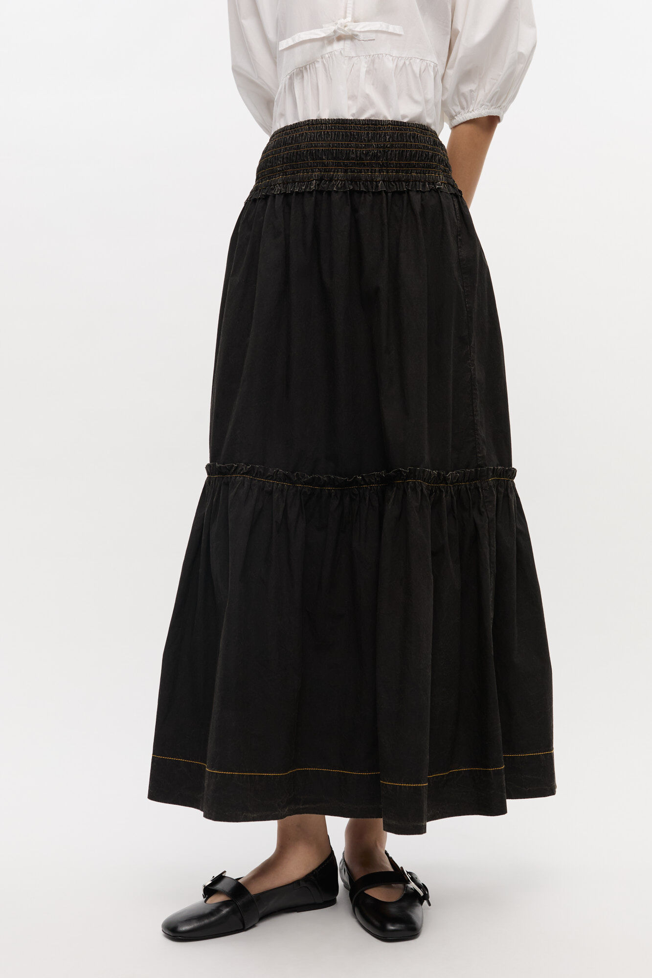 Black Washed Smock Skirt, Cotton, in colour Black - 2 - GANNI