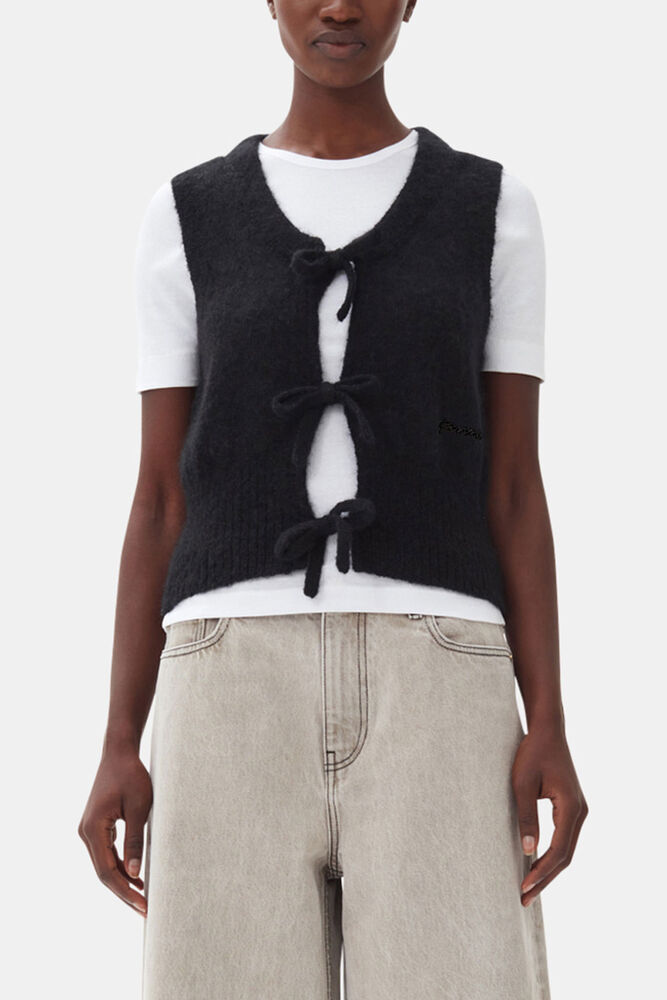 Black Tie String Vest, Black