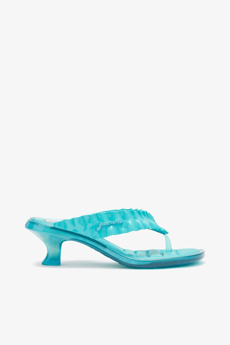 Melissa sandaler med taxklack i bl&aring;tt, in colour Scuba Blue - 1 - GANNI