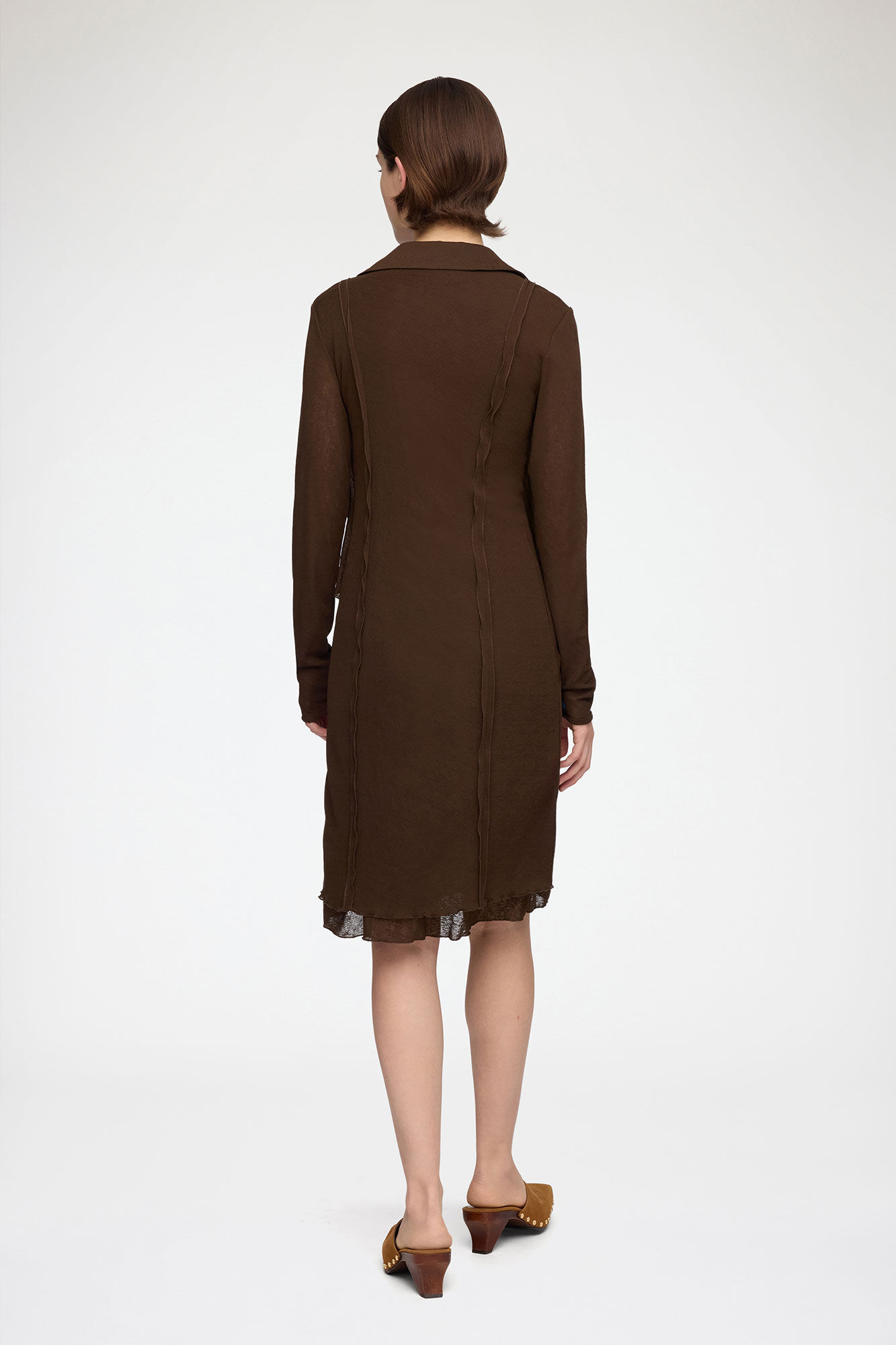 Short Dress in Marl Mesh, Recycled Polyester, in colour Demitasse - 2 - GANNI