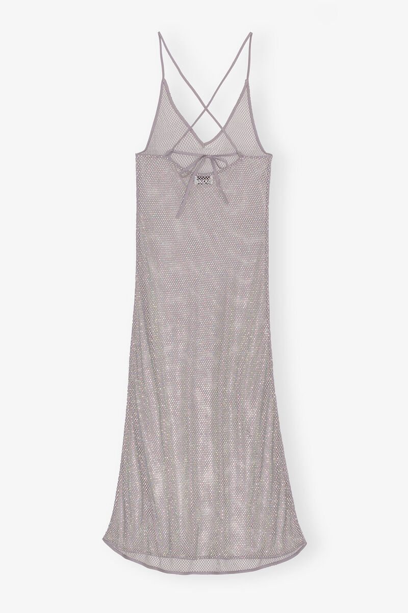 Embellished Mesh Dress, Elastane, in colour Silver - 2 - GANNI