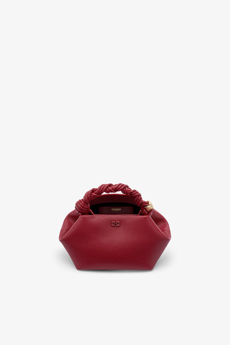 Petit sac &agrave; main en grain rouge Bou, Recycled Polyester, in colour Red Dahlia - 3 - GANNI