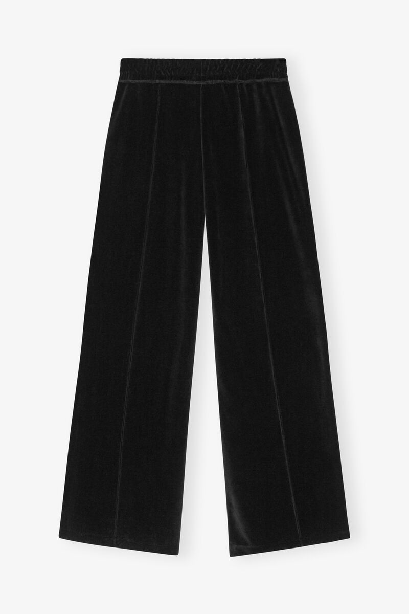 Heavy Velour Pants, Organic Cotton, in colour Black - 2 - GANNI