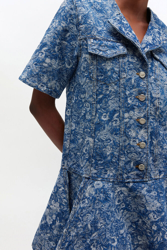 Blue Tapestry Mini Dress, Mid Blue Stone