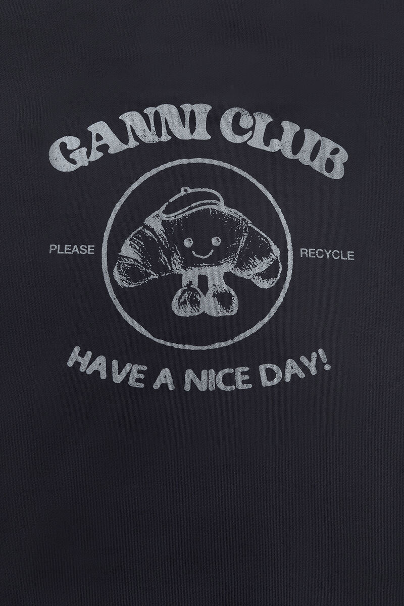 Dark Grey Paris GANNI Club Hoodie, Organic Cotton, in colour Phantom - 3 - GANNI