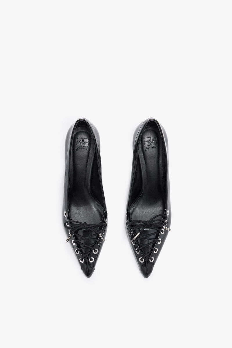 Lace Up Butterfly High Pump in Black, in colour Jet Black - 3 - GANNI