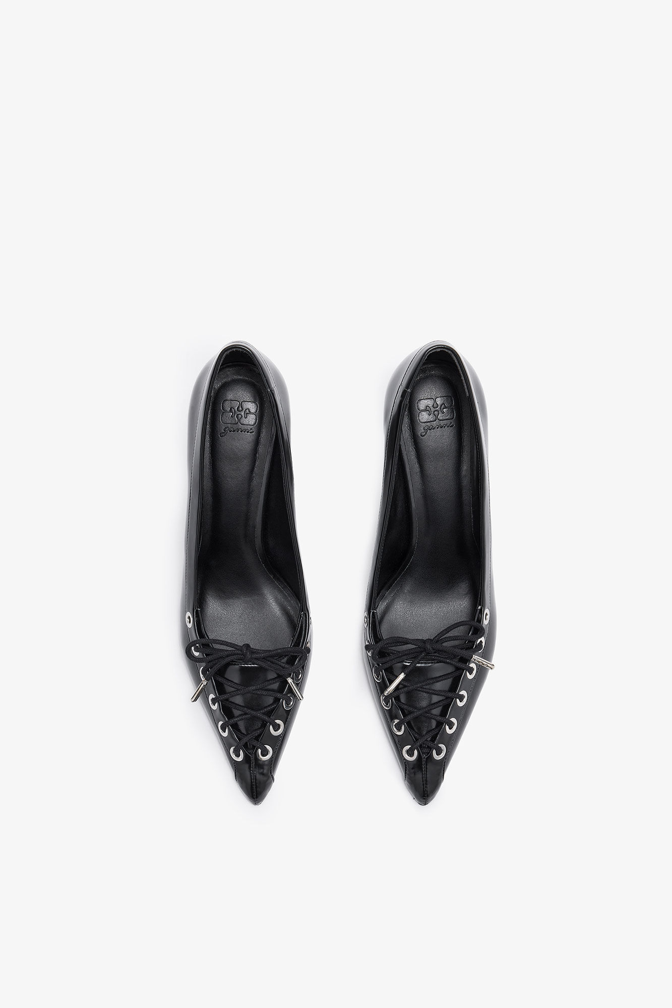 Lace Up Butterfly High Pump in Black, in colour Jet Black - 3 - GANNI