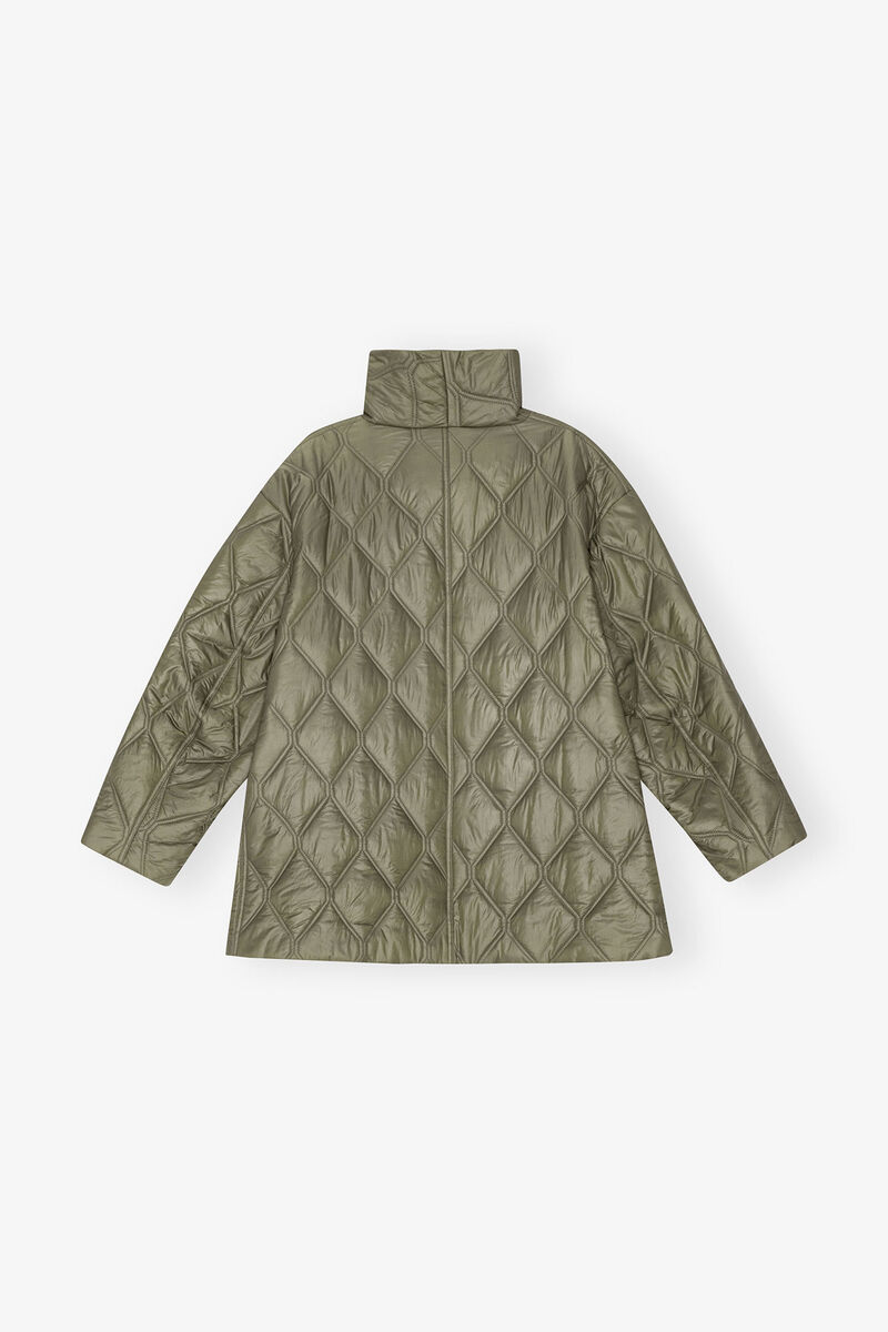 Brown Shiny Quilt Jacket, Recycled Polyamide, in colour Fallen Rock - 4 - GANNI