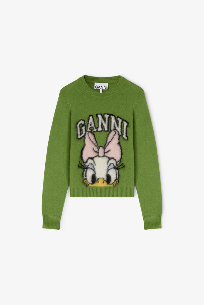 GANNI x Disney Daisy Green Brushed Jumper, Minced Herb