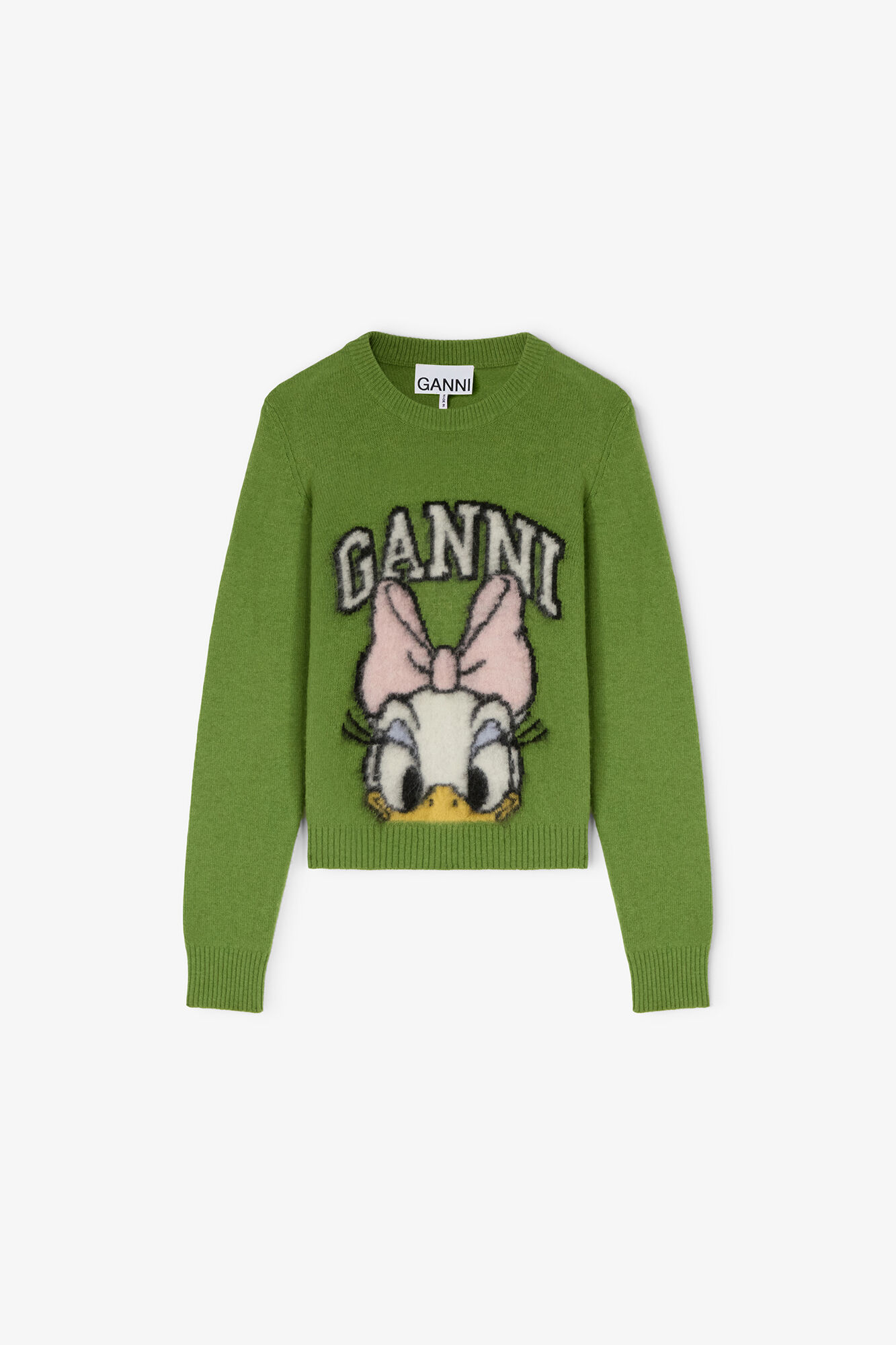 デイジーダック グリーン ブラッシュドウール ジャンパー, Recycled Polyester, in colour Minced Herb - 1 - GANNI