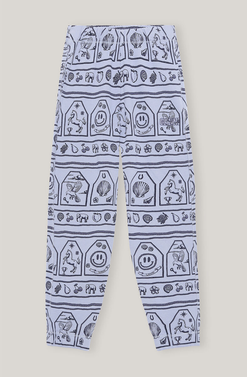 Software Isoli Printed Elasticated Pants Printed, Cotton, in colour Heather - 1 - GANNI