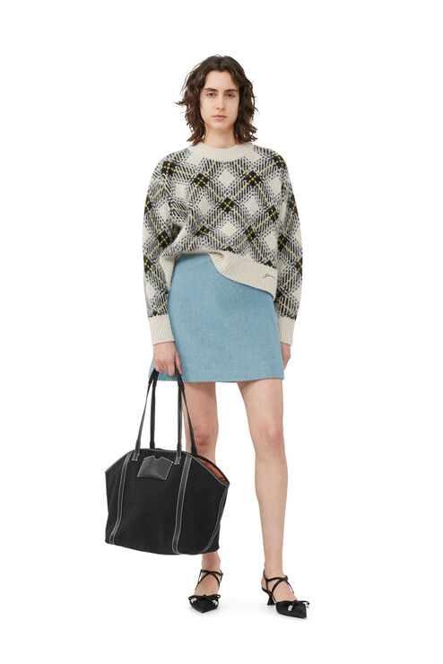Ganni Recycled Wool-blend Miniskirt In Blue