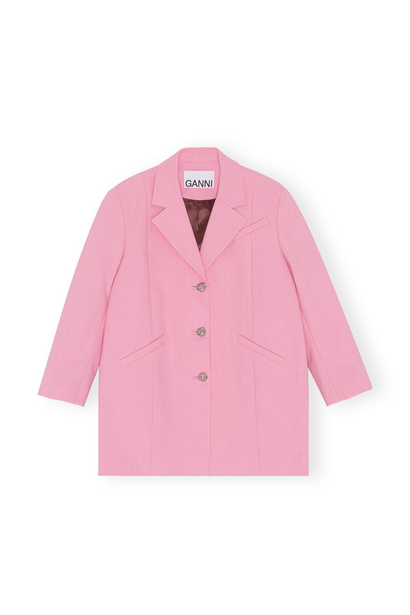 Oversized Blazer, Cotton, in colour Lilac Sachet - 1 - GANNI