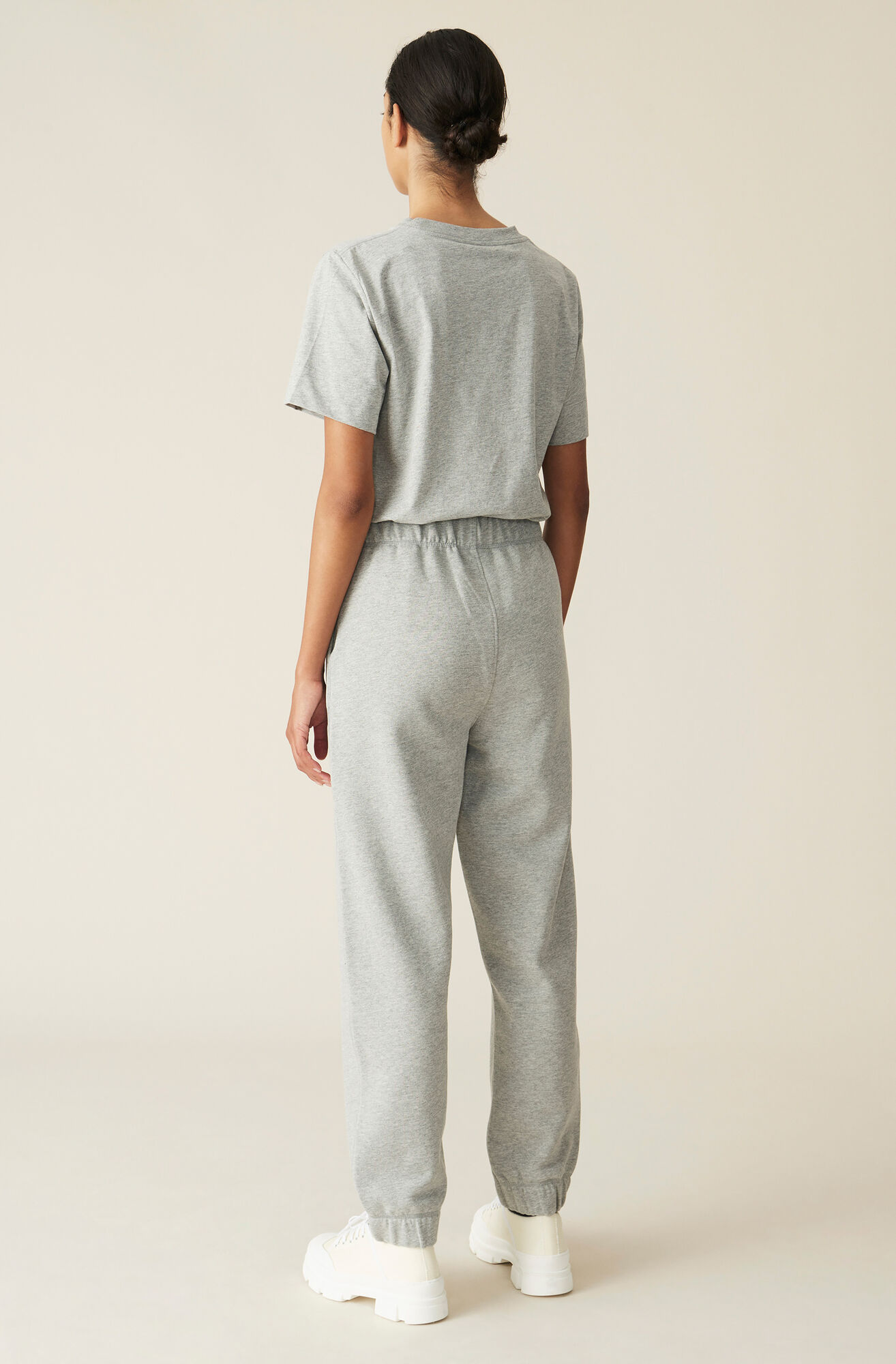 Thin Software Jersey T-shirt, Cotton, in colour Paloma Melange - 3 - GANNI