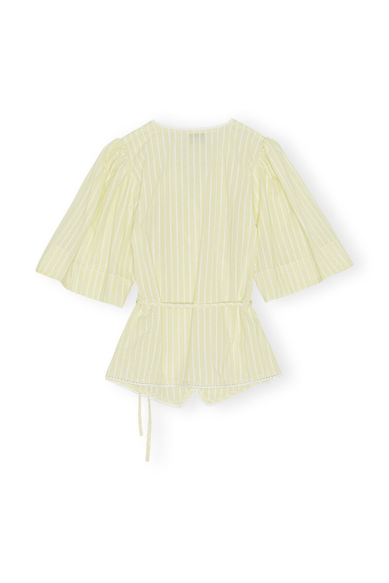 Top portefeuille en seersucker, Cotton, in colour Stripe Flan - 2 - GANNI