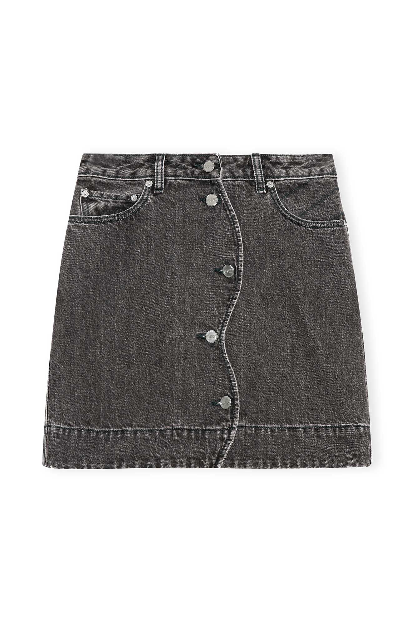 ganni long denim skirt