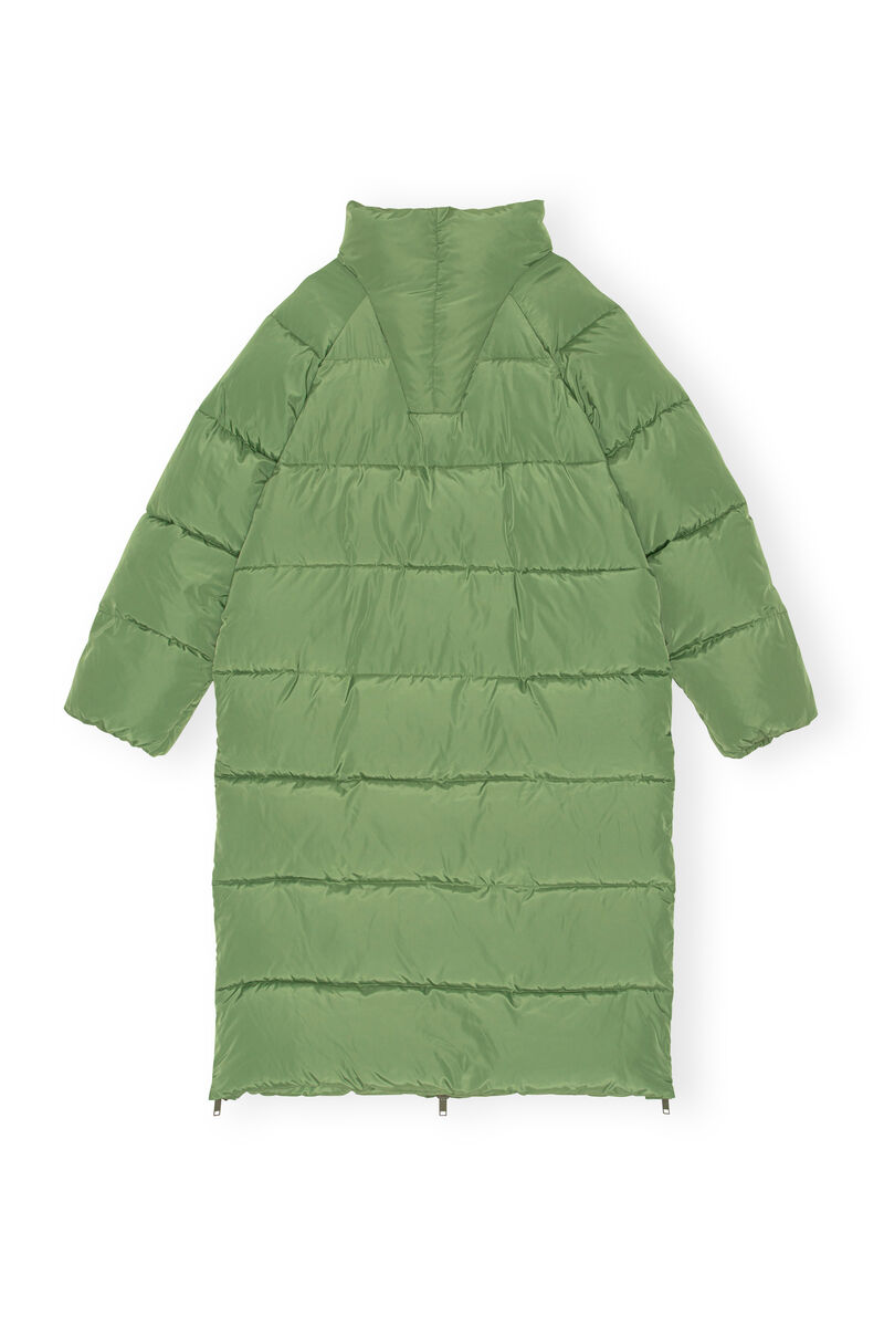 Oversized Tech Puffer Coat, Recycled Polyester, in colour Dill - 2 - GANNI