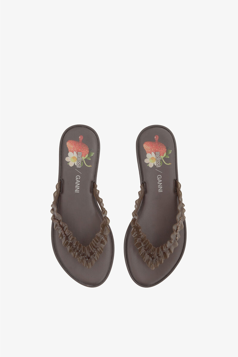 Melissa Flip Flop in Brown, Polyvinyl Chloride, in colour Demitasse - 3 - GANNI
