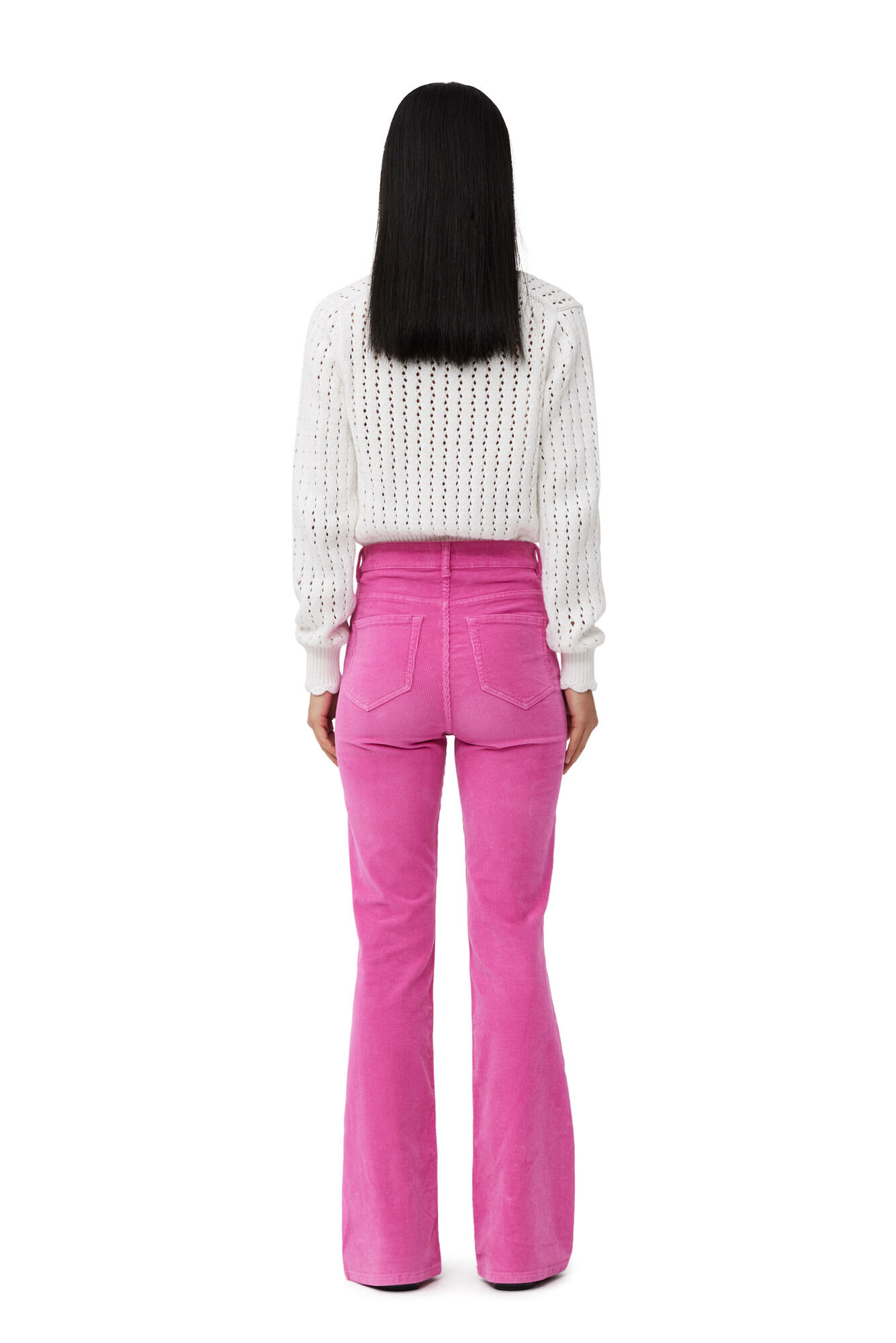 Pink Washed Corduroy Iry Trousers, Elastane, in colour Orchid Smoke - 2 - GANNI