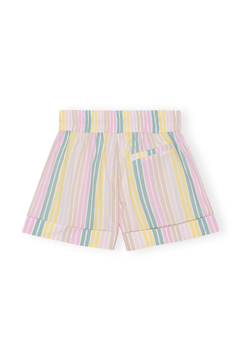 Stripe Cotton Elasticated Shorts, Cotton, in colour Multicolour - 2 - GANNI