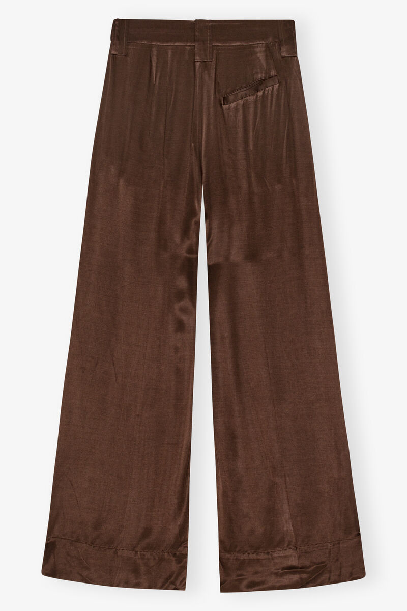 Women Brown Pleated Flared Pants